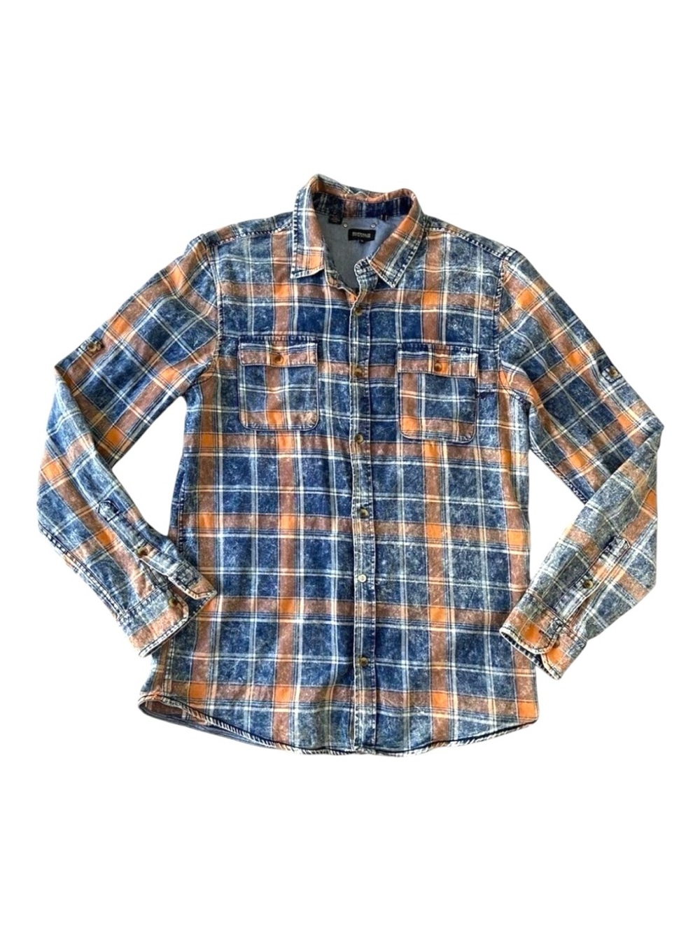 Buffalo David Bitton button down shirt Sajeeth style plaid blue cotton Medium